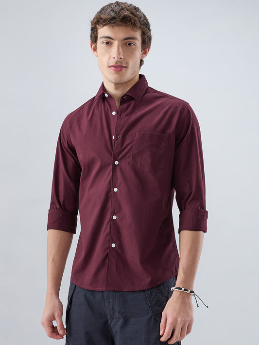 Classic Maroon Poplin Peach Finish Shirt