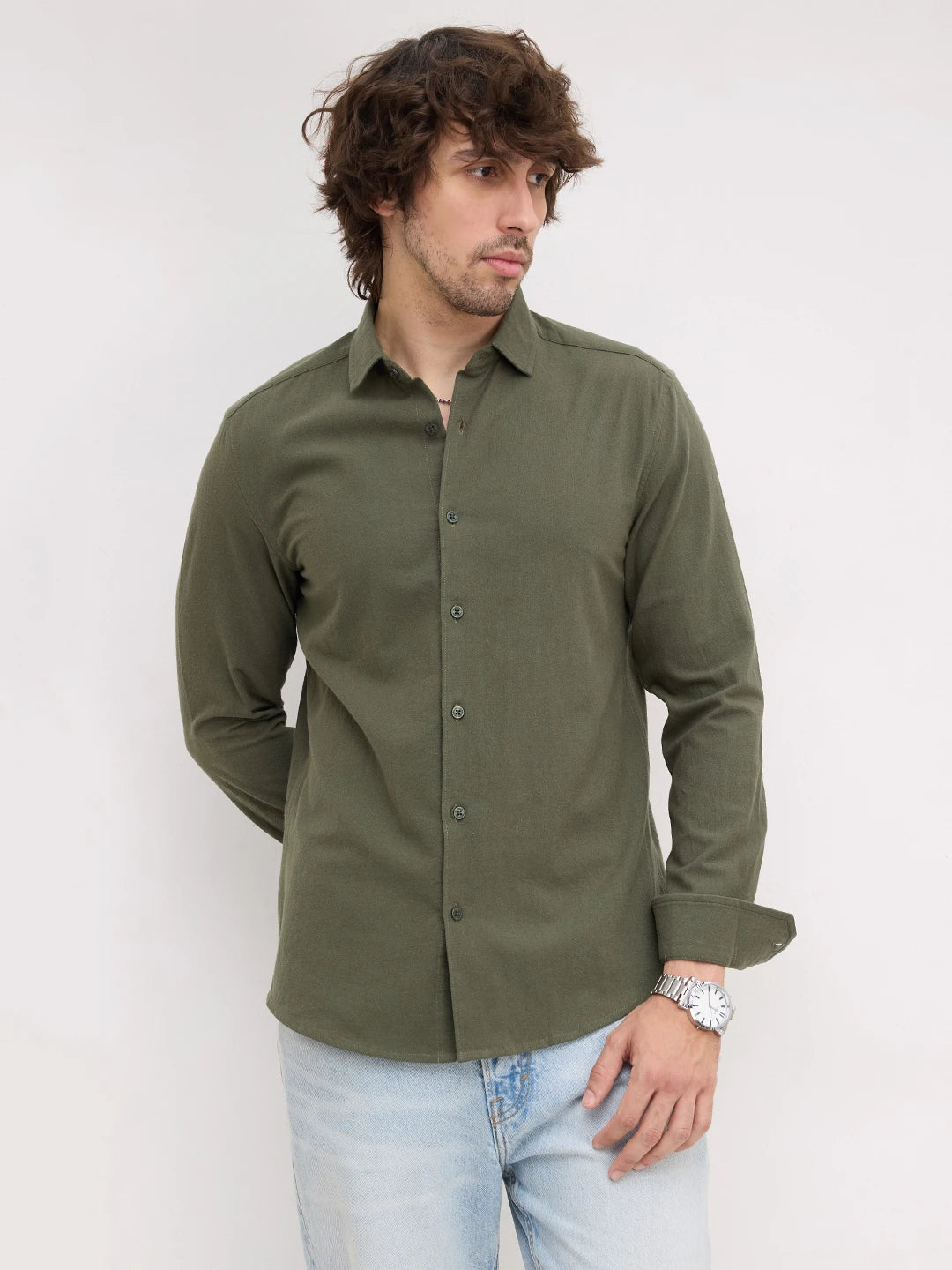 Timeless Solid Moss Green Shirt