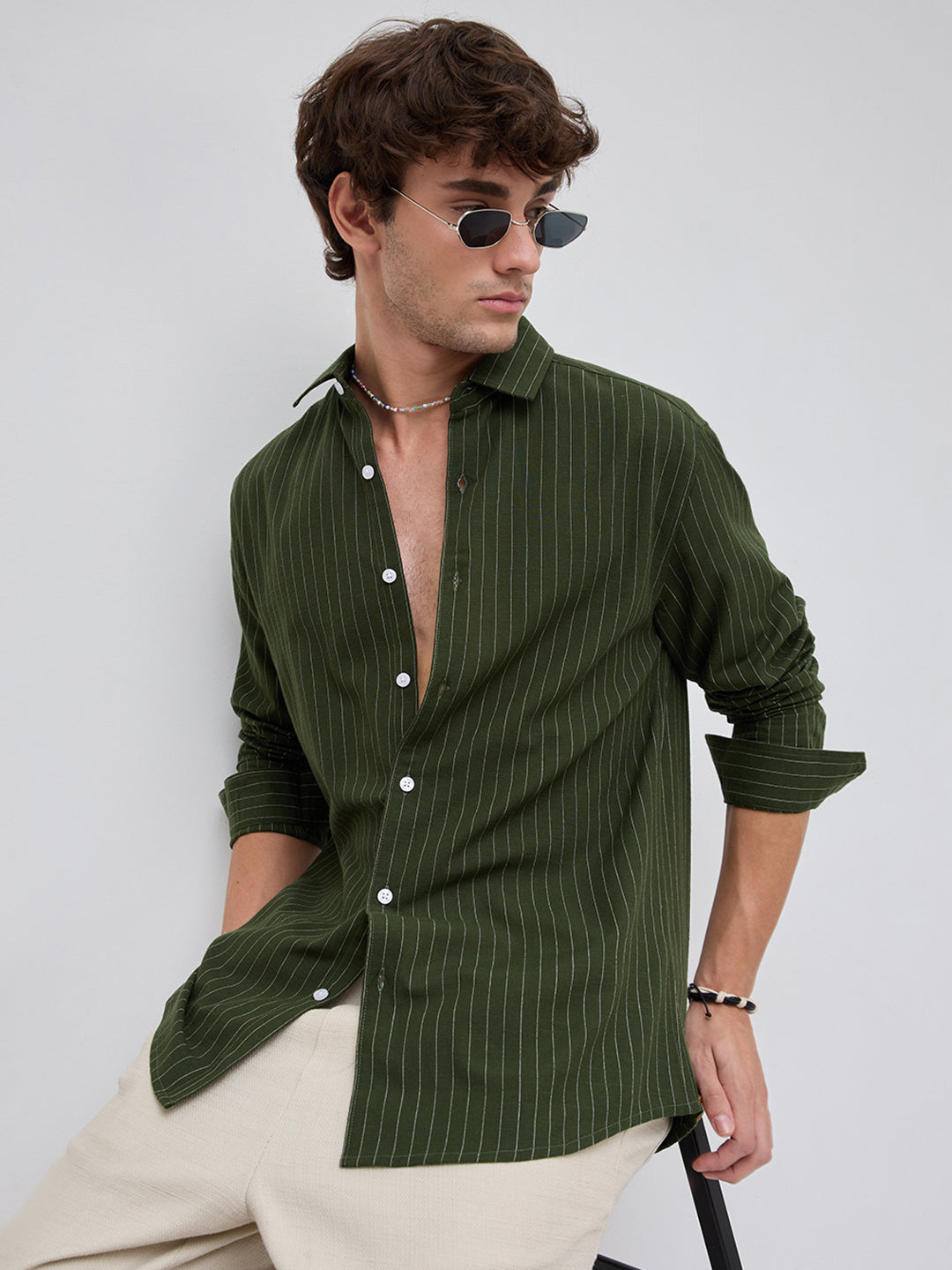 Olive Lane Pinstripe Shirt