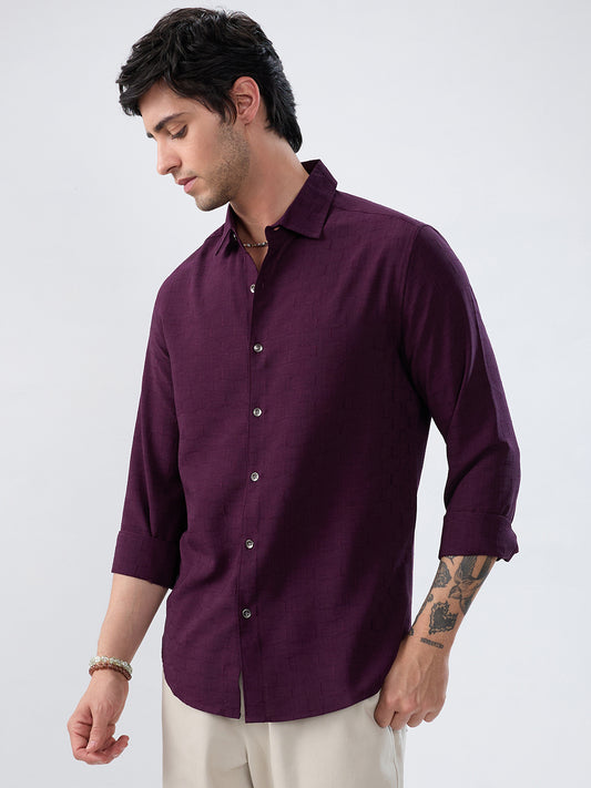 Wine Minimal Textured Everyday Shirt