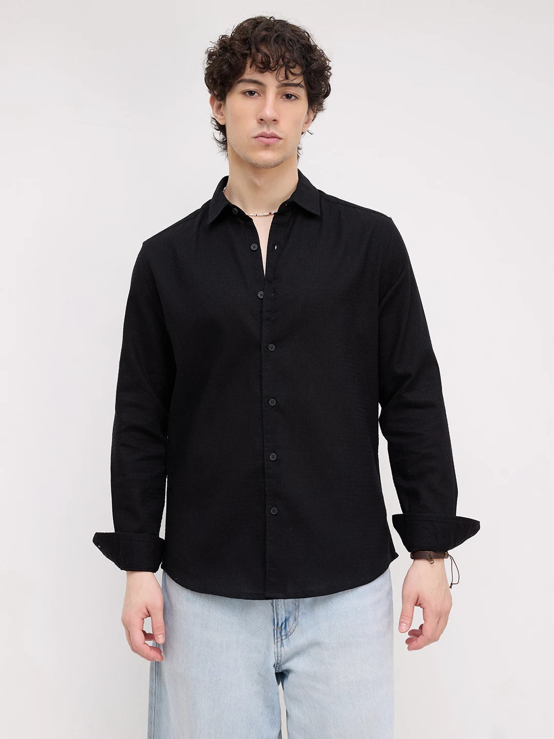 Onyx Black Micro Textured Shirt