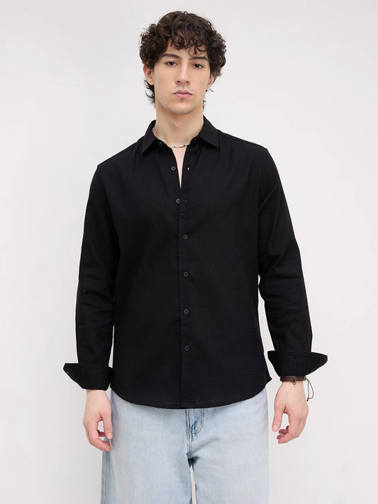 Onyx Black Micro Textured Shirt