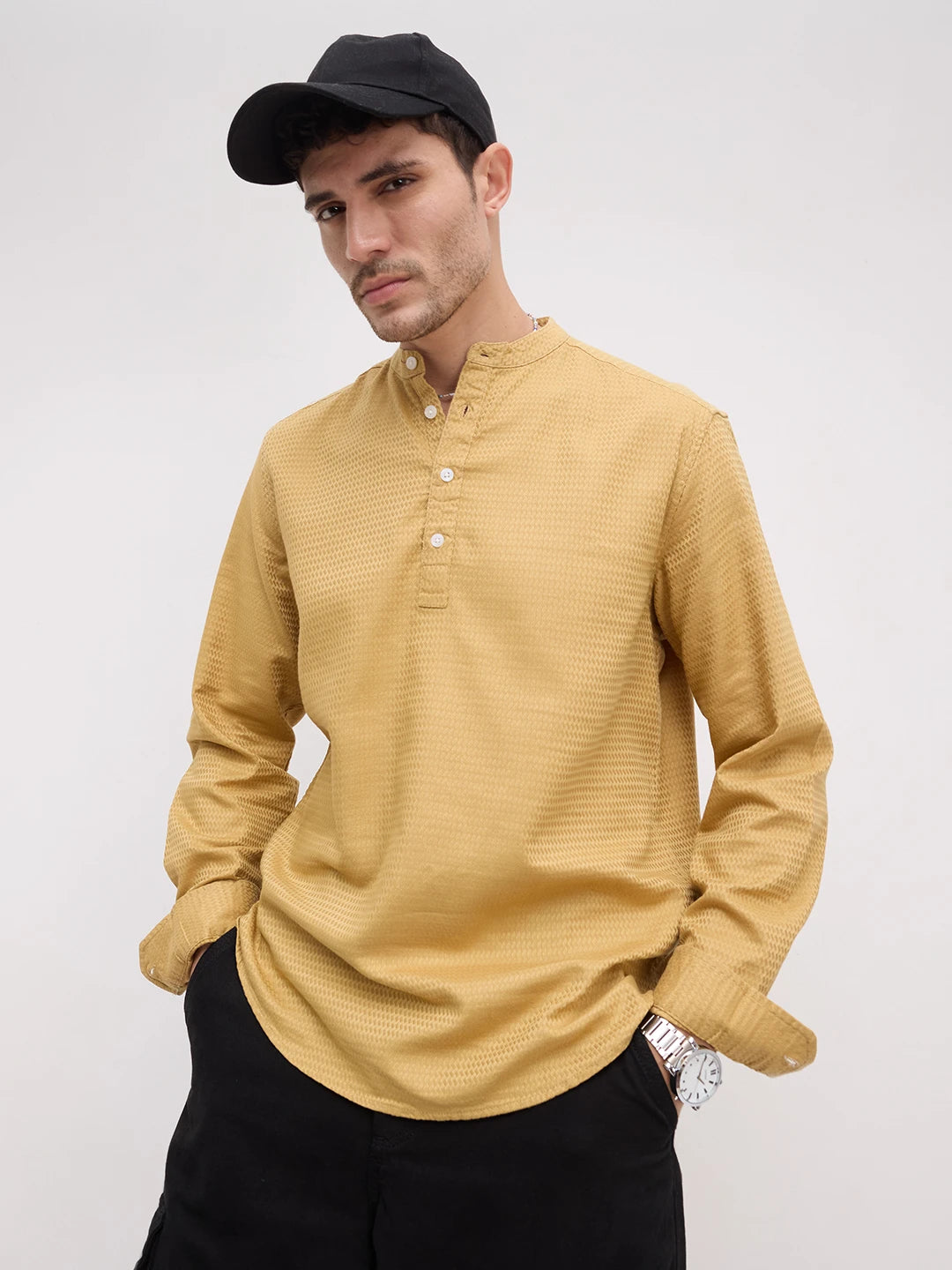 Golden Wavey Textured Kurta