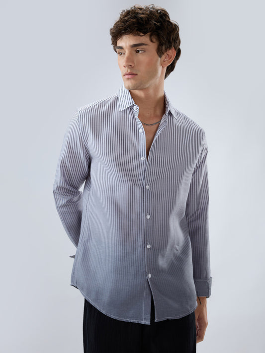 Muted Grey Pinstripe Ombre Shirt