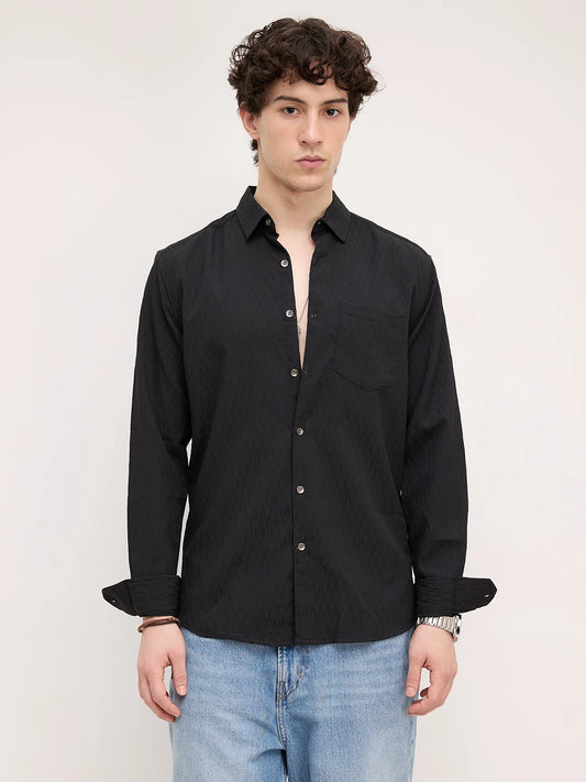 Black Noir Grid Luxe Evening Shirt