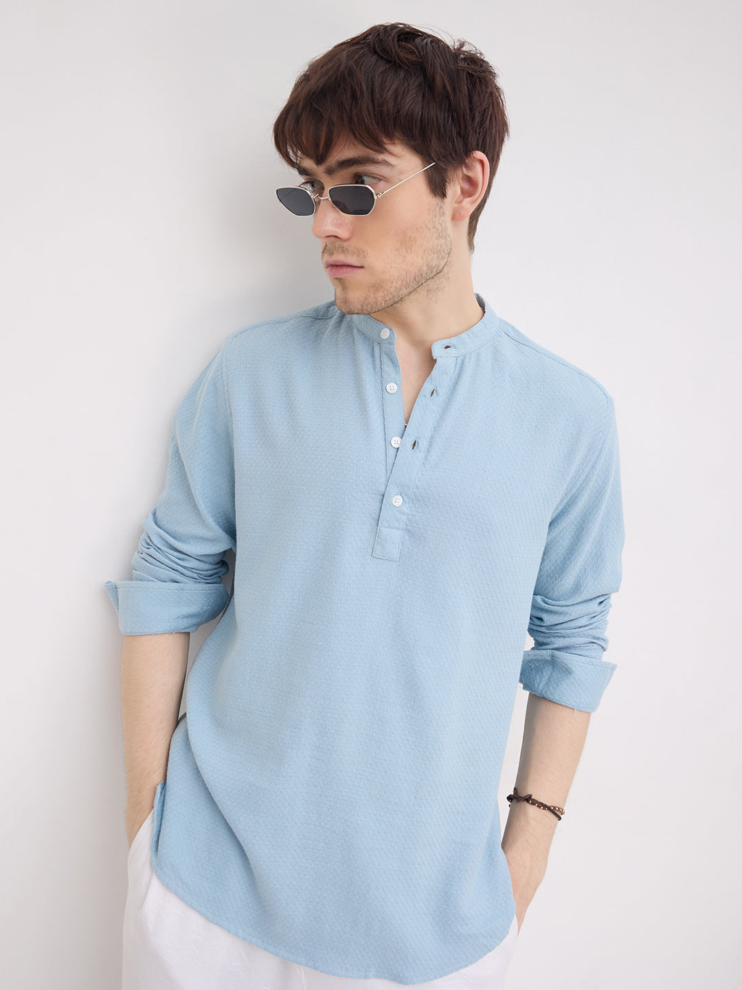 Morning Blues Artisan Weave Kurta