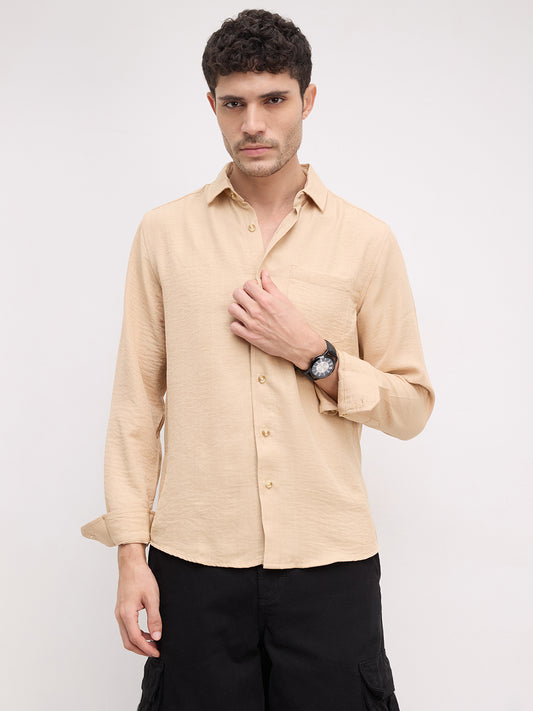 Tan Minimalist Solid Shirt
