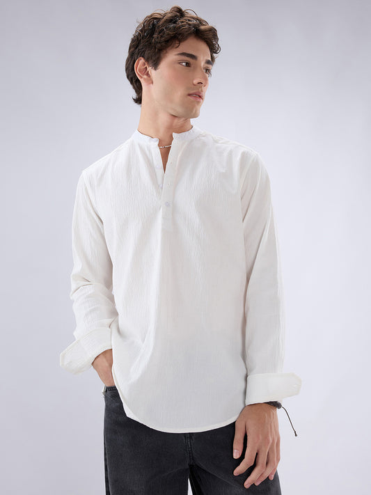 Classic Cloud White Textured Kurta