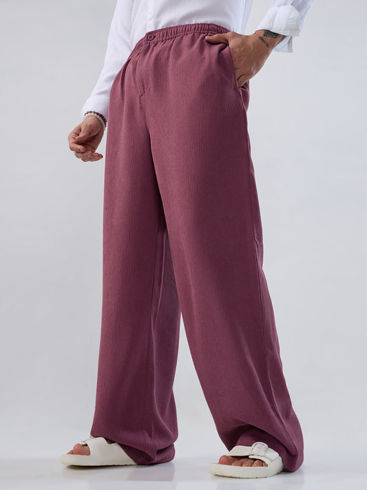 Rouge Pink Wide-Leg Crepe Trousers