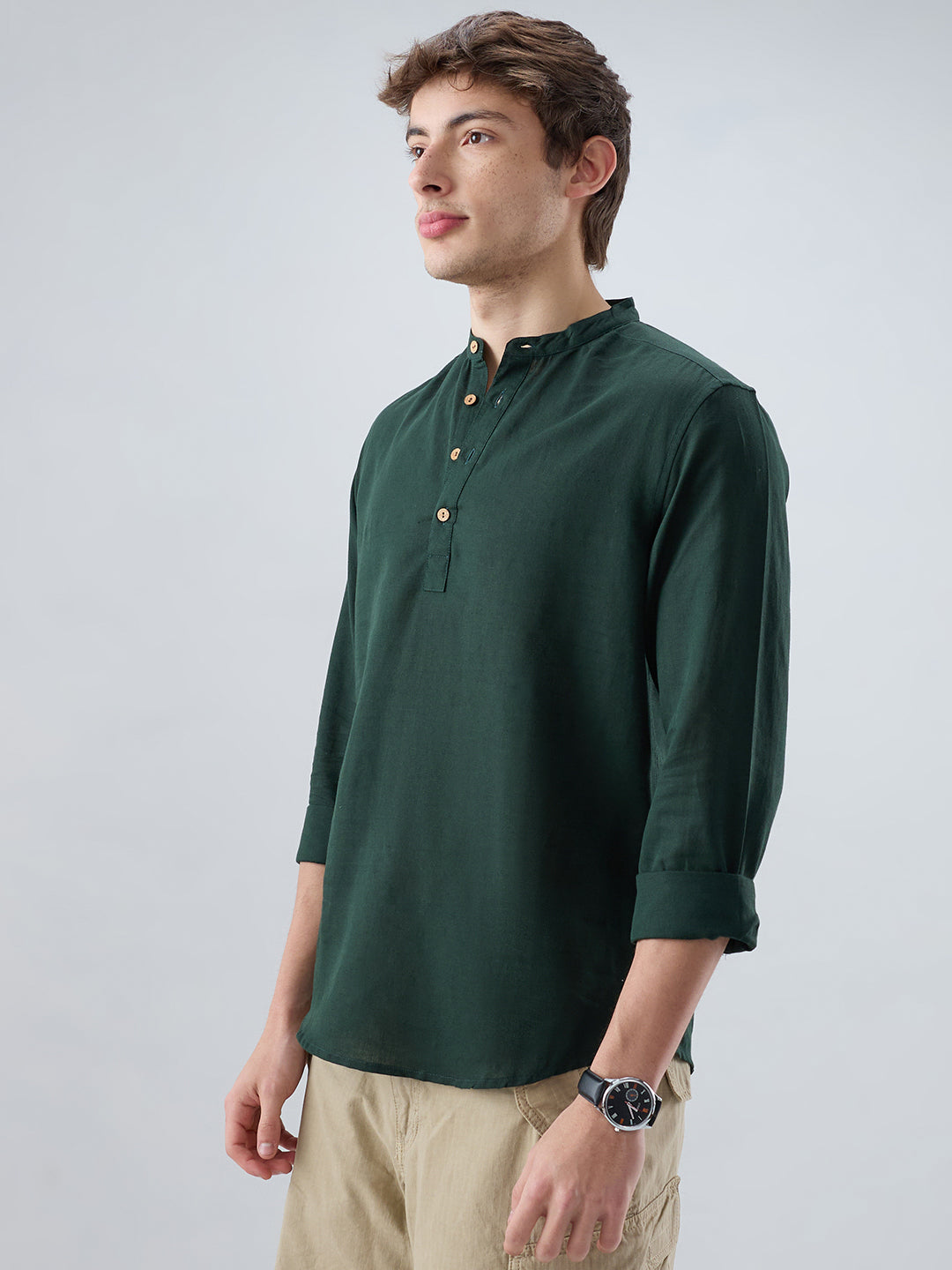 Premium Forest Green Linen Blend Kurta