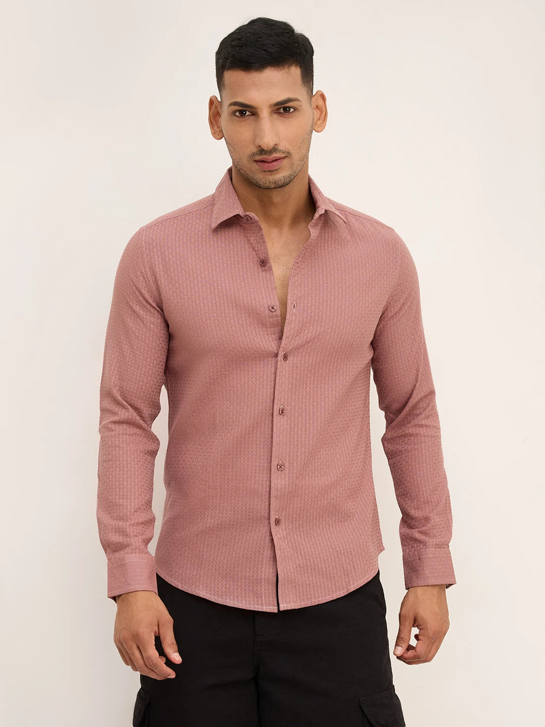 Rouge Pink Interlock Textured Shirt