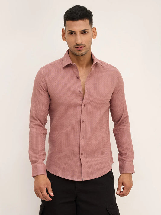Rouge Pink Interlock Textured Shirt
