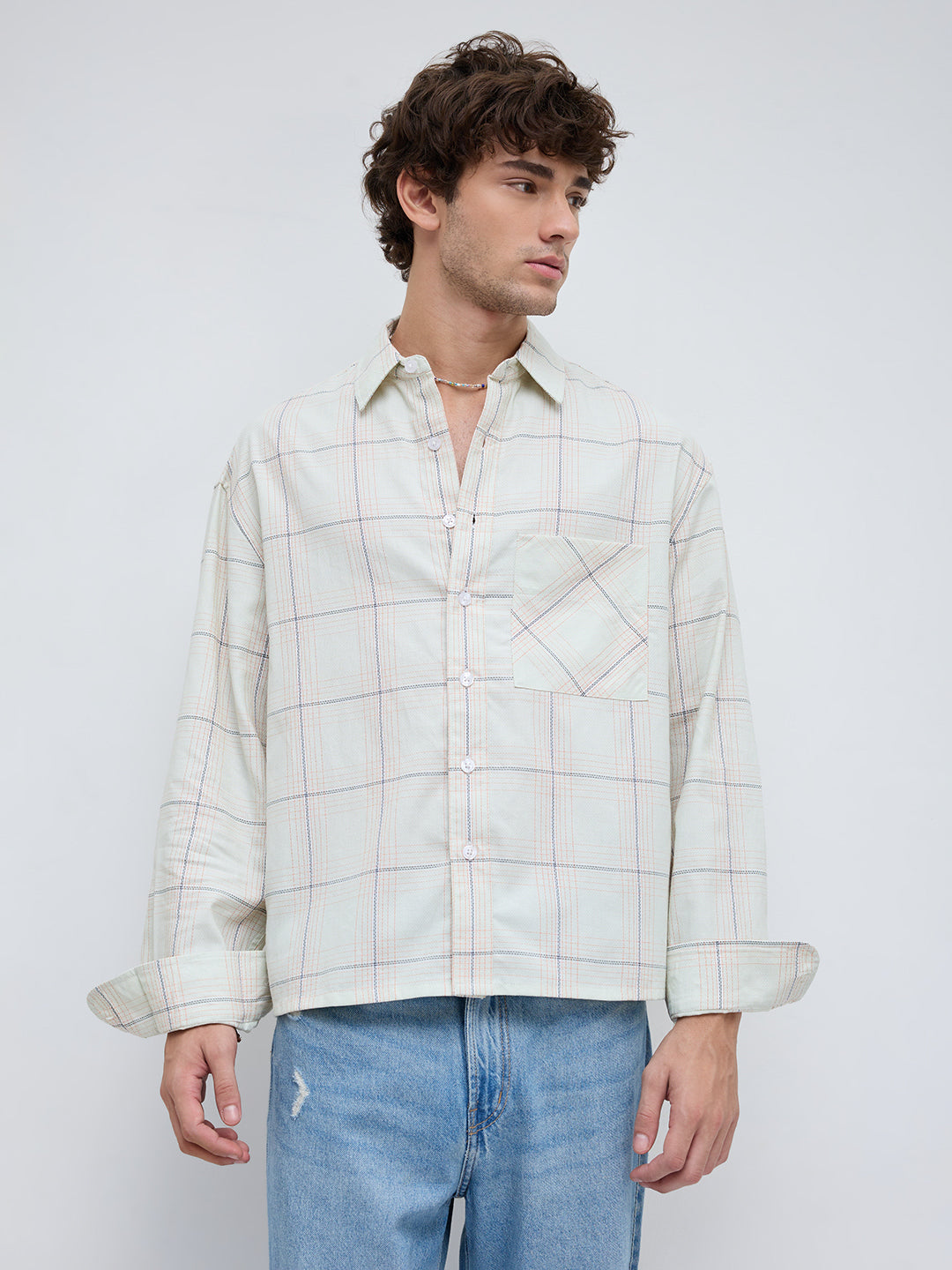 Pista Pop Tartan Boxy Fit Crop Shirt