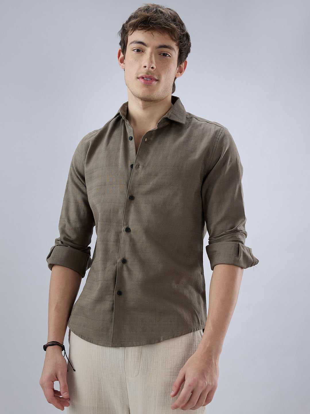 Olive Textured Weave Shirt
