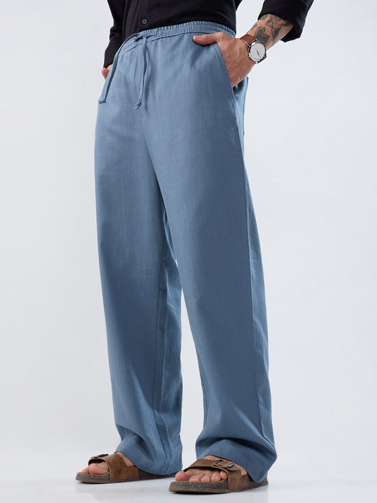 Classic Solid Slate Grey Straight-Fit Trousers