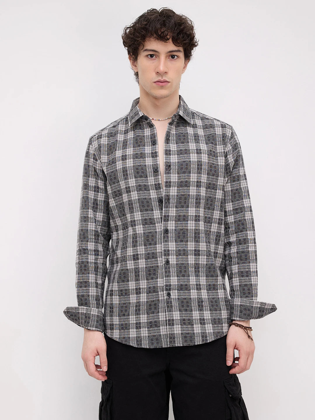 Heritage Charcoal Grey & Black Plaid Checks Shirt