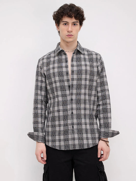 Heritage Charcoal Grey & Black Plaid Checks Shirt