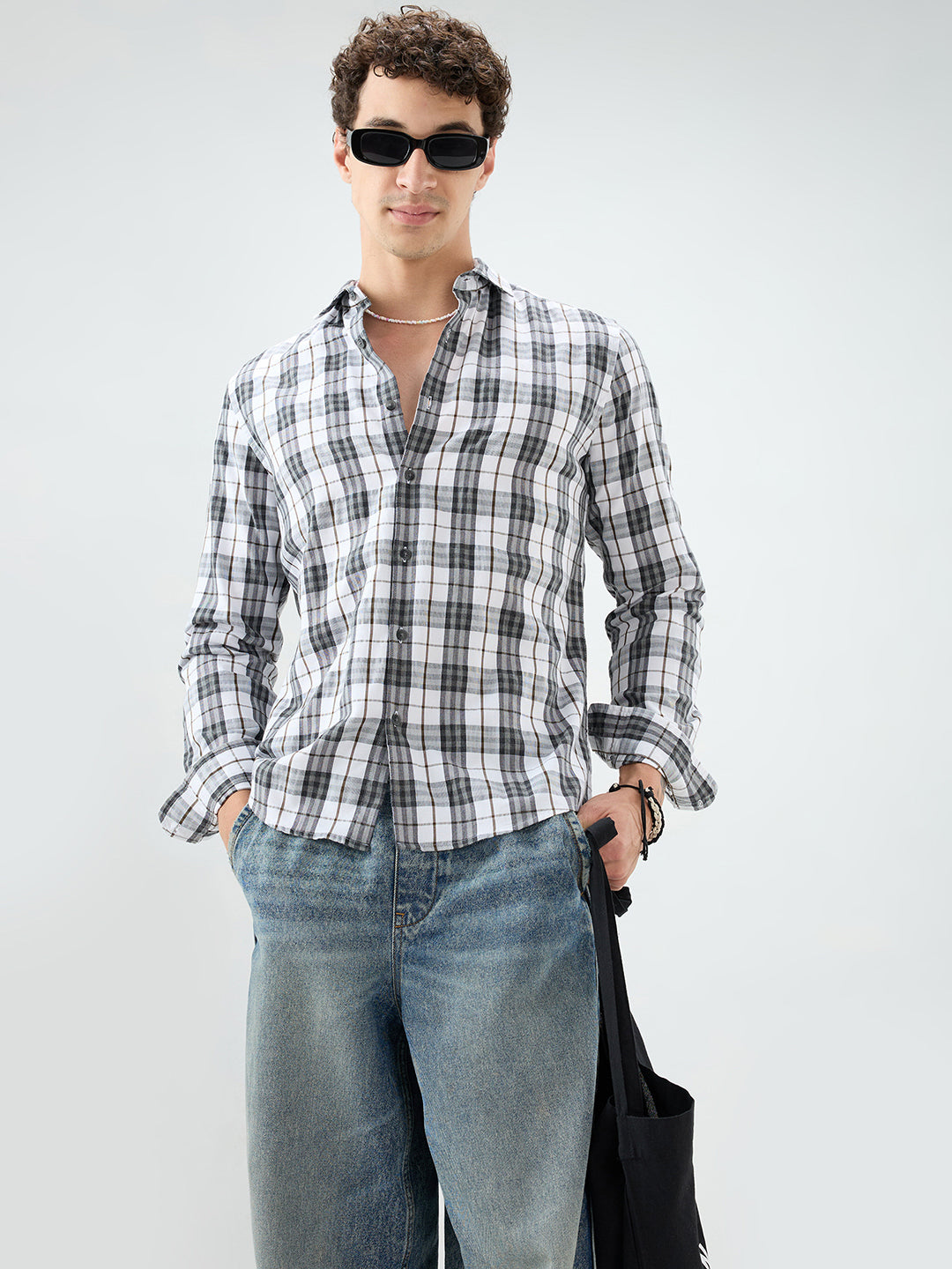 Black & White Bold Frame Checks Shirt