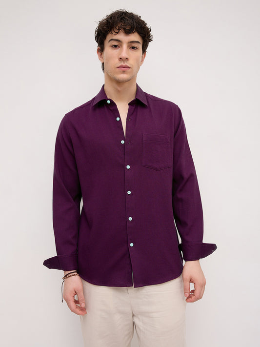 Deep Merlot Wine Micro Willow Textured Shirt