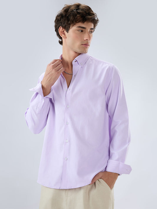 Solid Lilac Smooth Finish Oxford Shirt