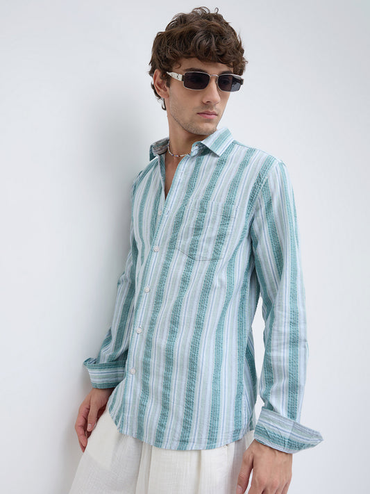 Pastel Multi Luxury Shoreline Seersucker Striped Shirt