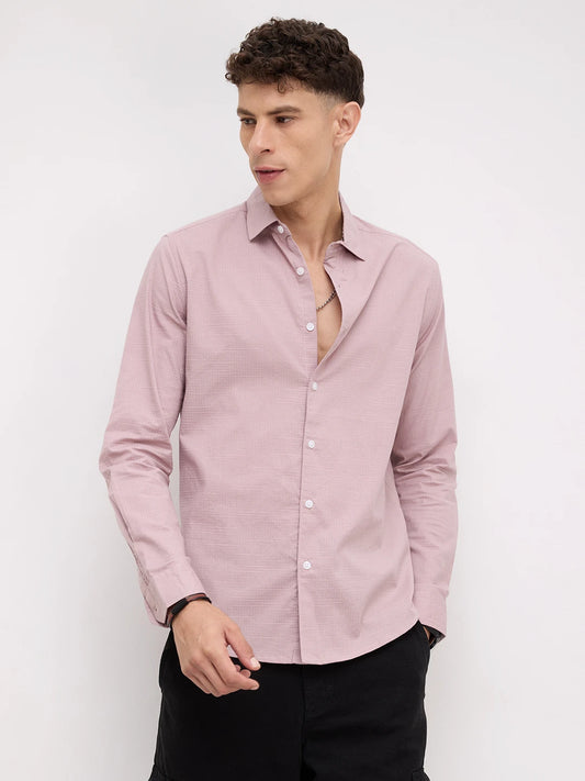 Soft Pastel Pink Micro Square Textured Shirt