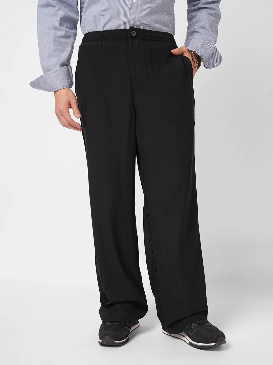 Squelchy Black Wide Leg Trousers