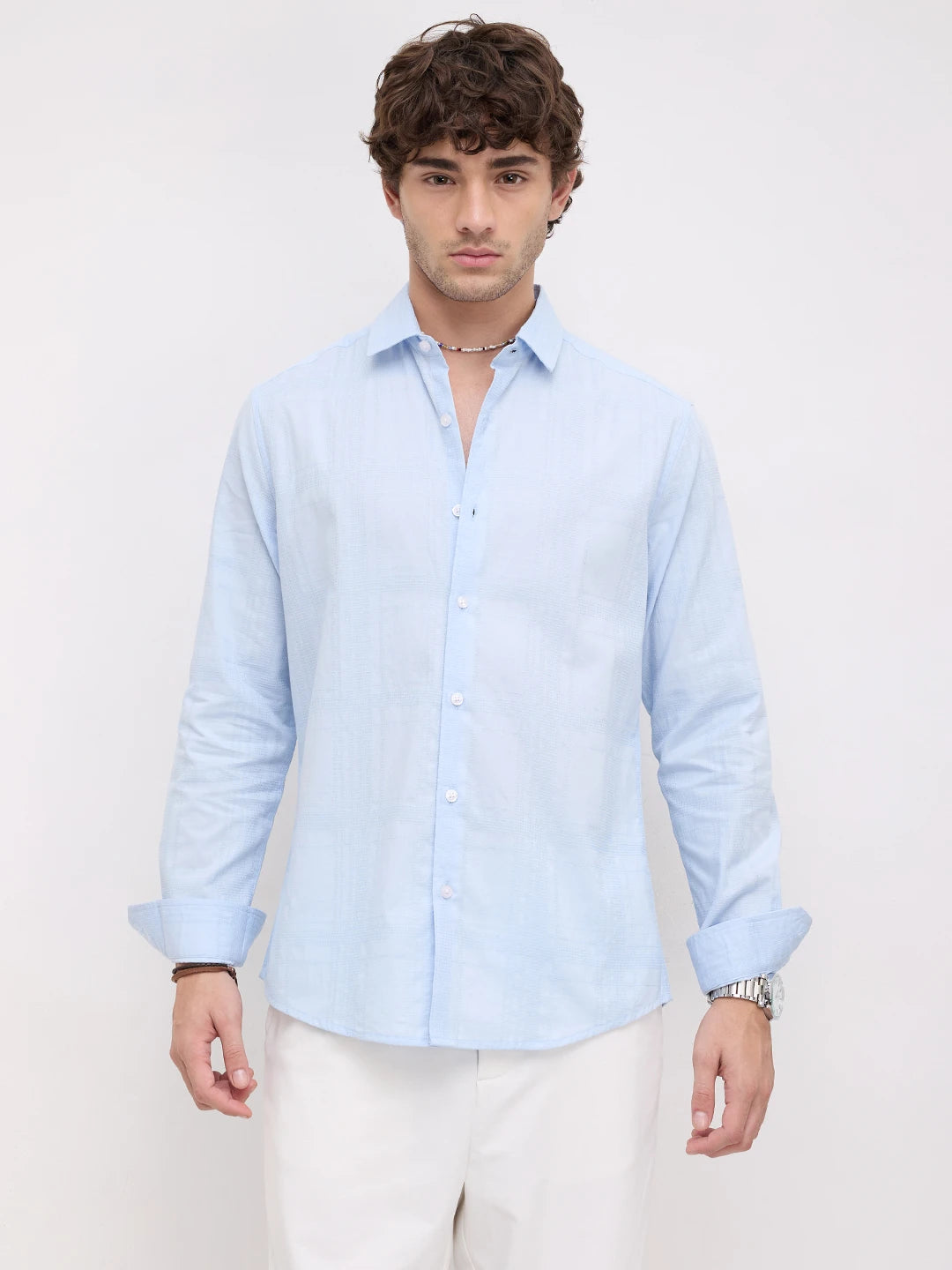 Ice Mist Micro Grid Weave Shirt