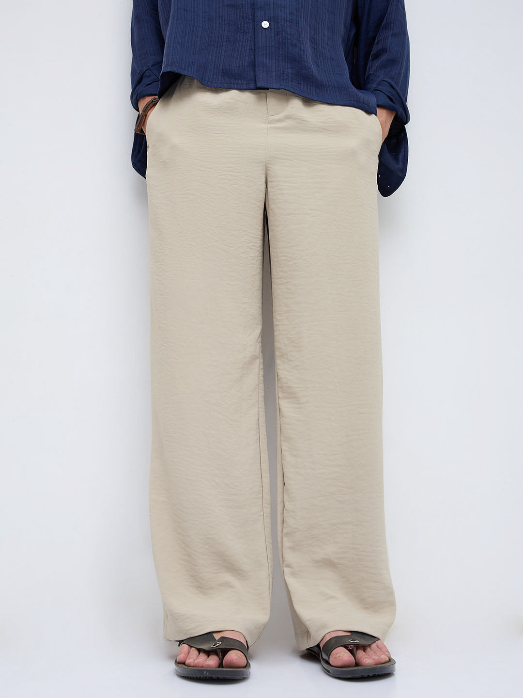 Squelchy Dusty Beige Wide Leg Trousers