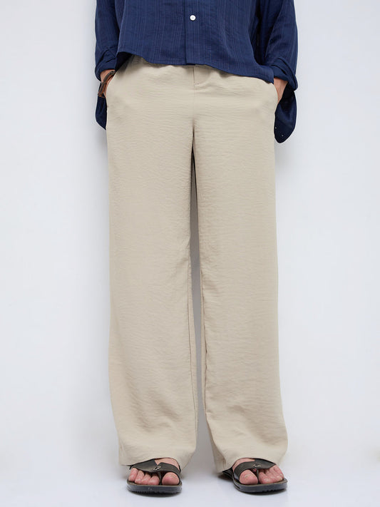 Squelchy Dusty Beige Wide Leg Trousers