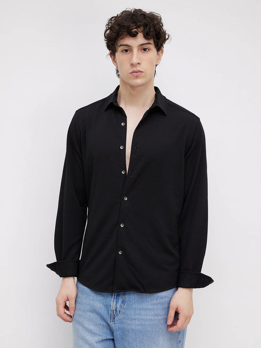 Classic Black Textured Shirt