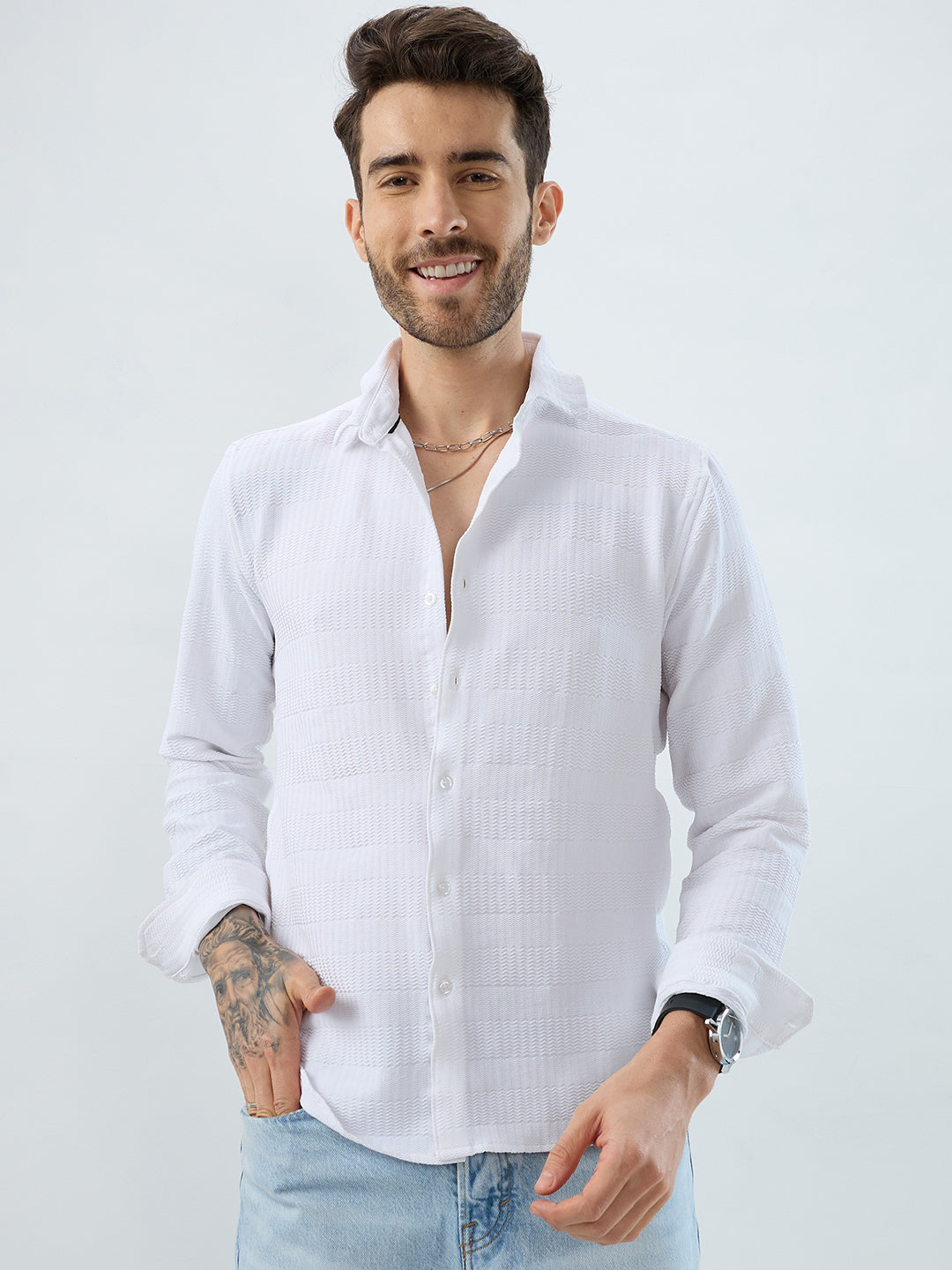 Snowfall Cascade Wavy Textured Shirt