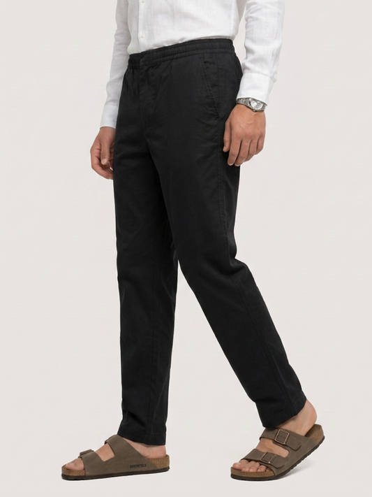 Solid Black Tapered Trousers