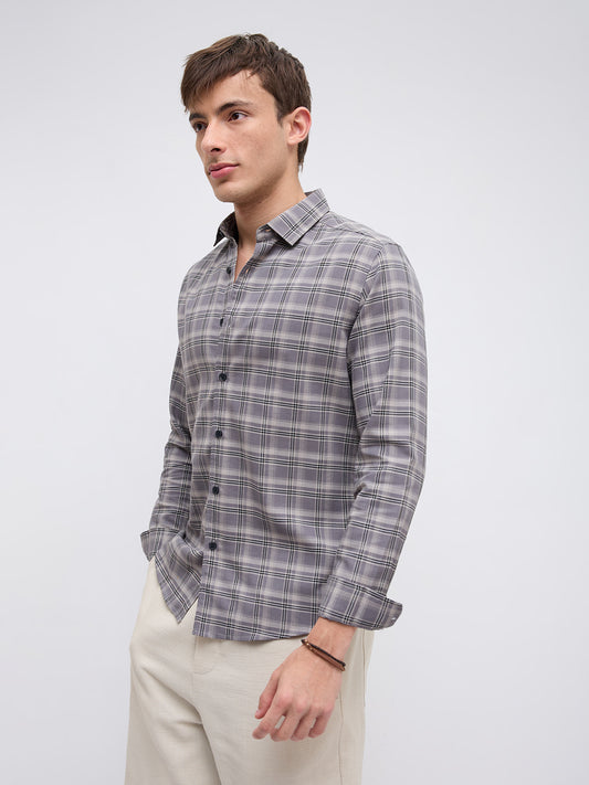 Smokey Ashline Monochrome Vibe Checked Shirt