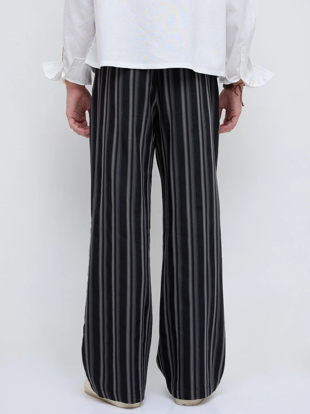 Timeless Black Striped Wide Leg Trousers