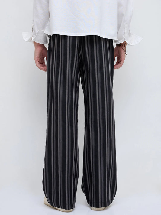 Timeless Black Striped Wide Leg Trousers