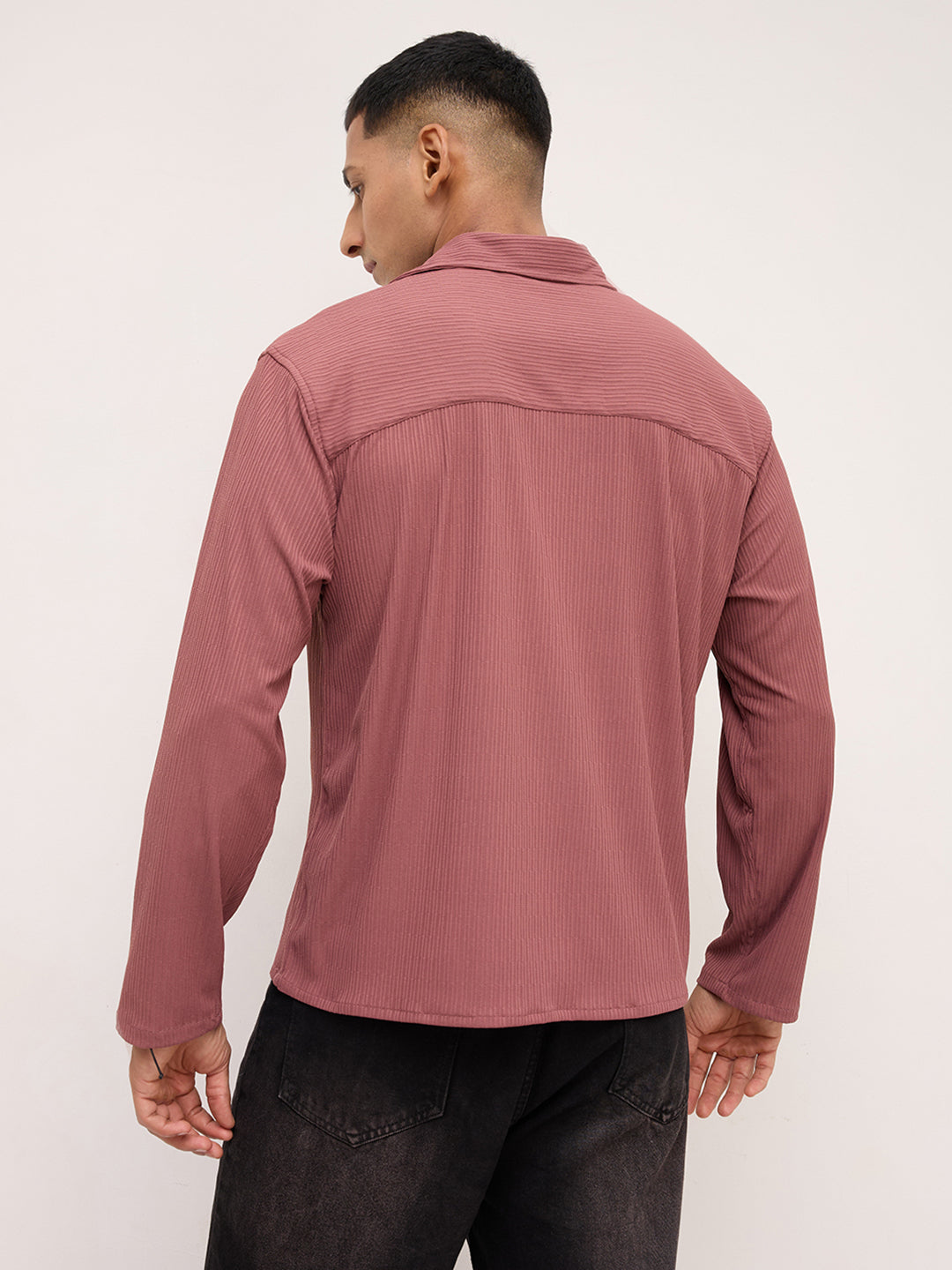 Cordovan Maroon Striped Oversized Polo Knit Shirt