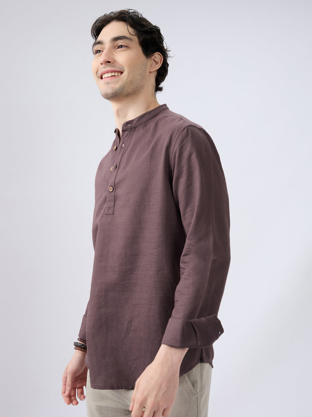 Deep Brown Everyday Linen Kurta