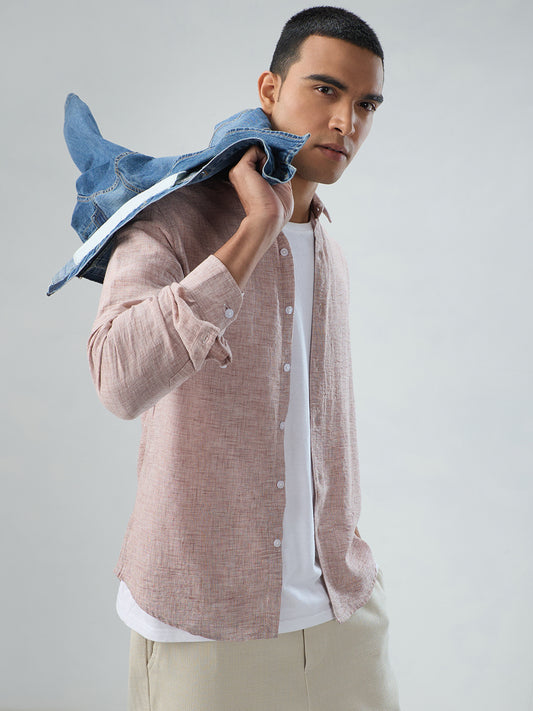 Warm Camel Brown Textured Shirt