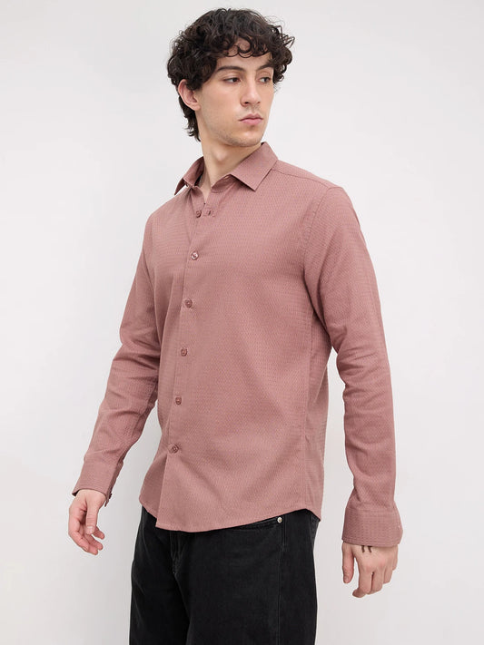 Sienna Brown Micro Waffle Textured Shirt