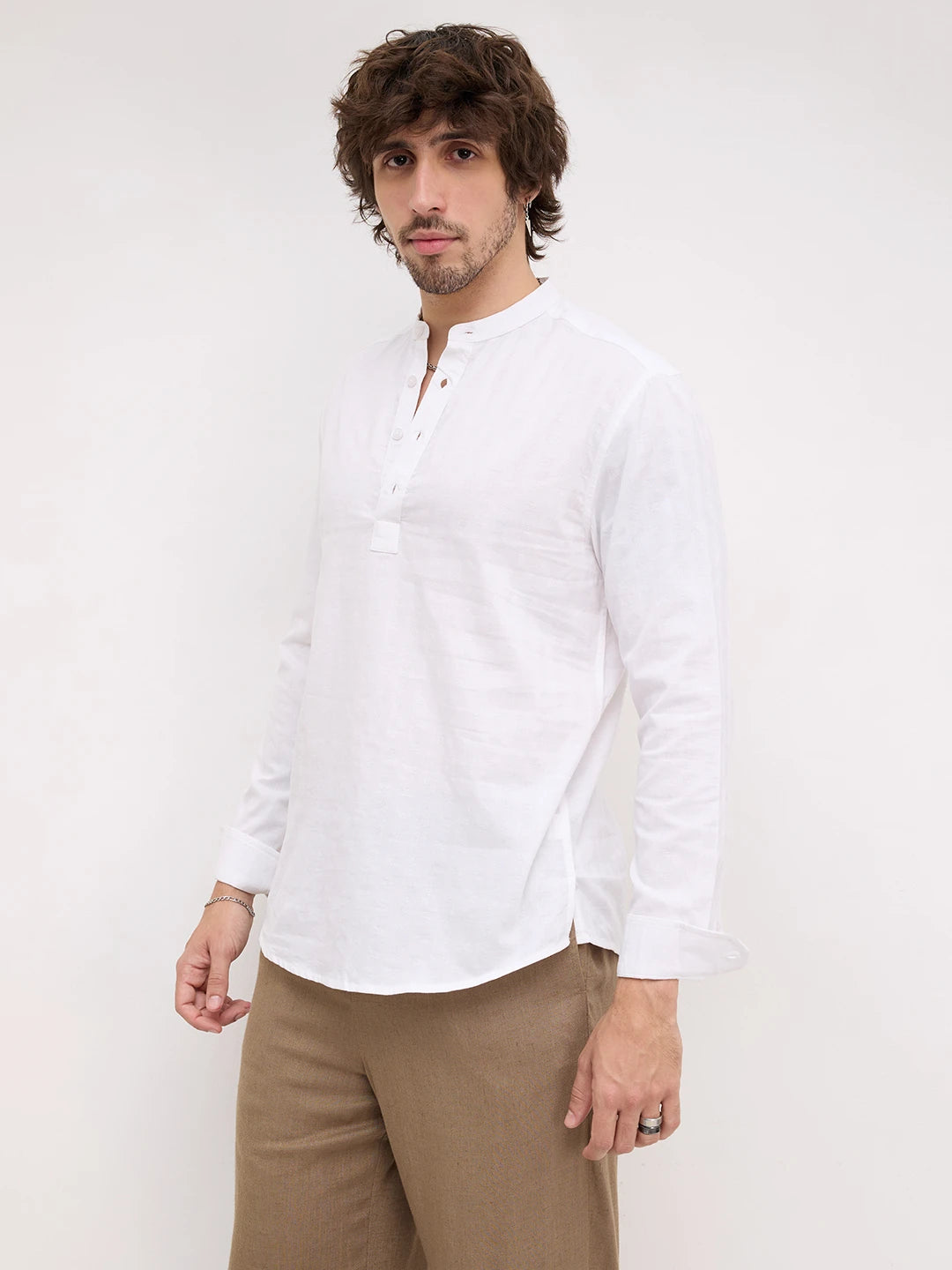 Arctic Pearl White Dobby Striped Kurta