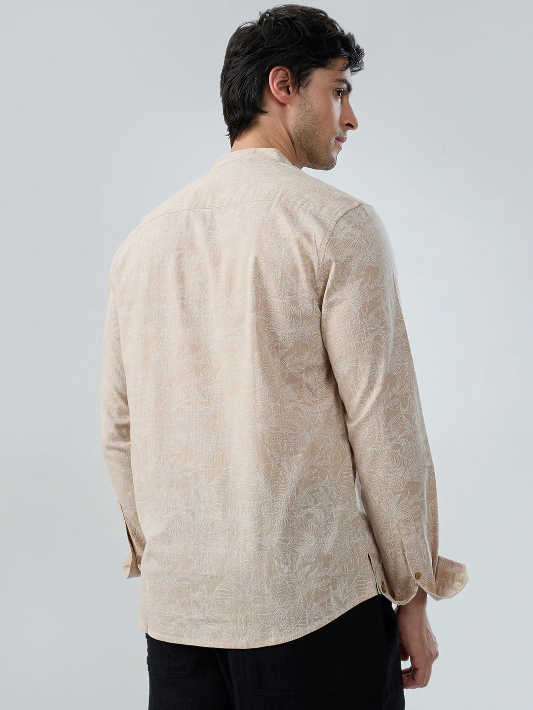 Natural Beige Floral Sketch Kurta