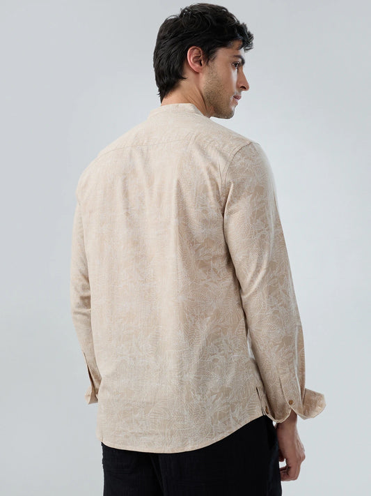 Natural Beige Floral Sketch Kurta