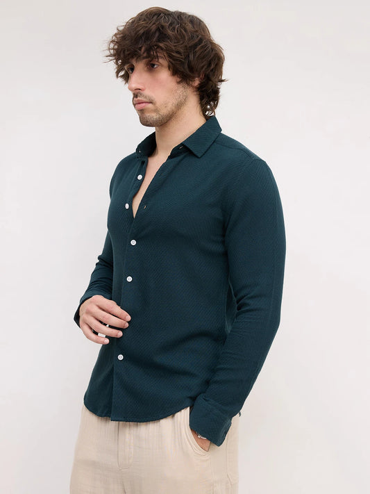 Deep Sacramento Green Lozenge Textured Shirt
