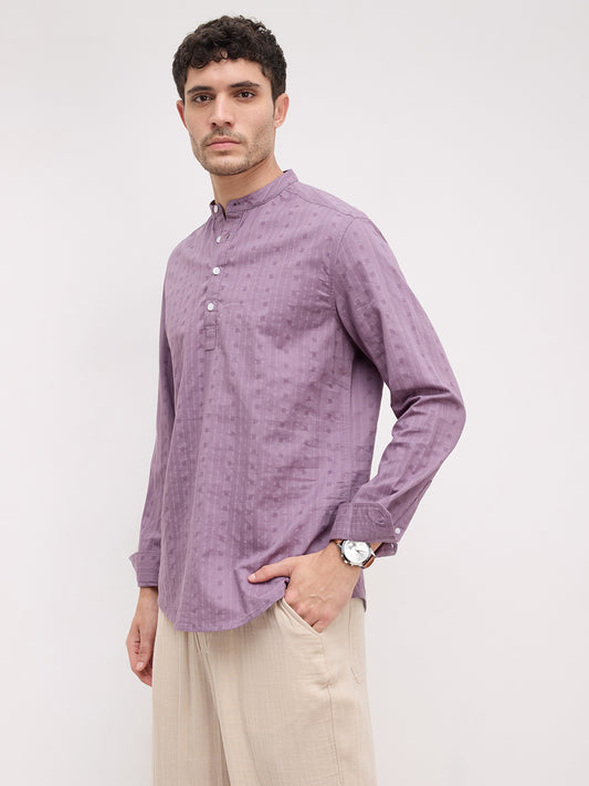 Royal Chinese Voilet Striped Loom Kurta