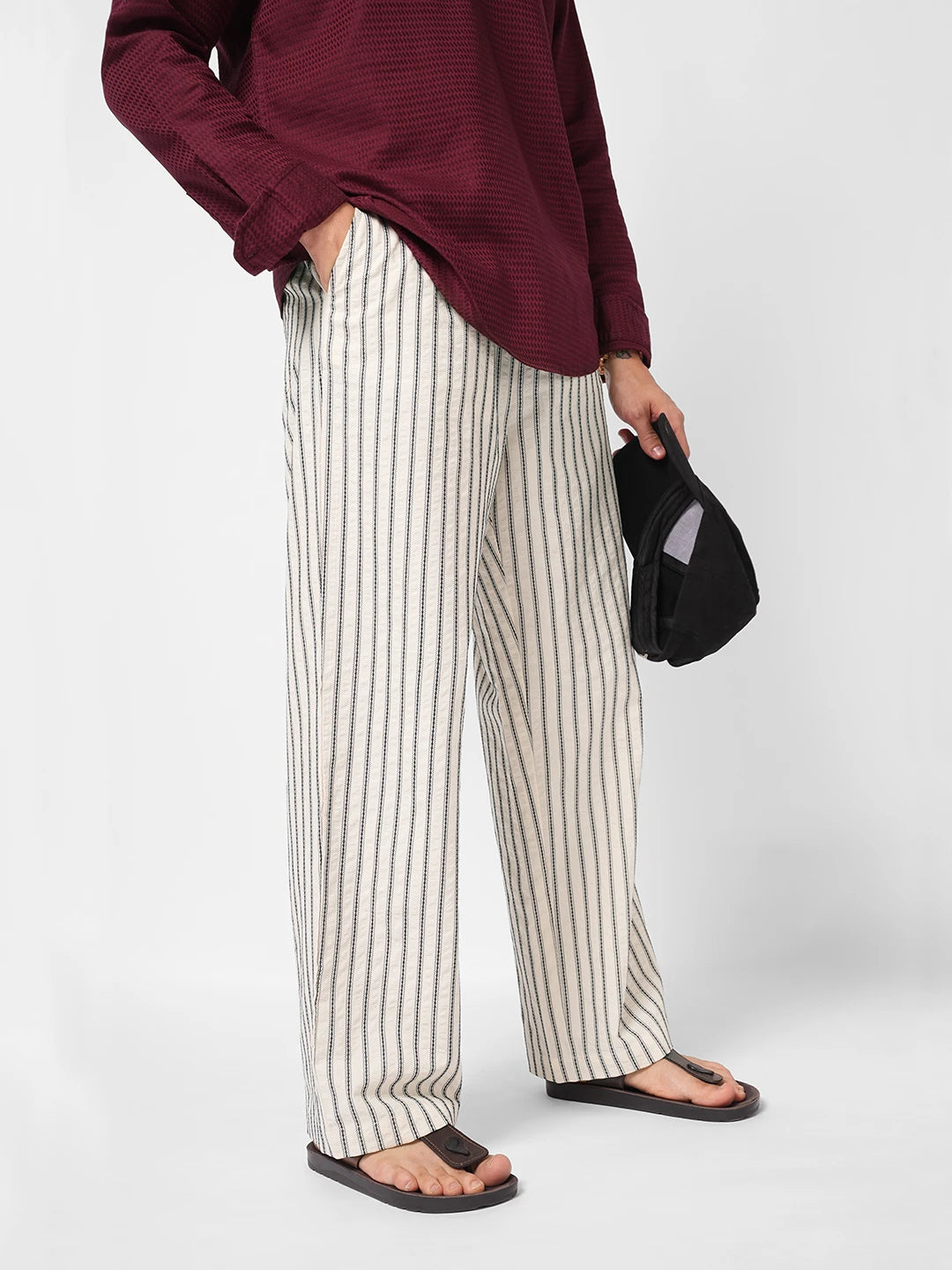 Intricate Navy Embroidered Straight Fit Trousers