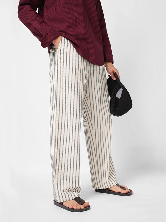 Intricate Navy Embroidered Straight Fit Trousers