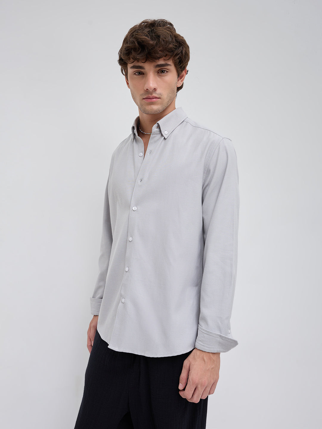 Mist Grey Oxford Clean Everyday Business Shirt