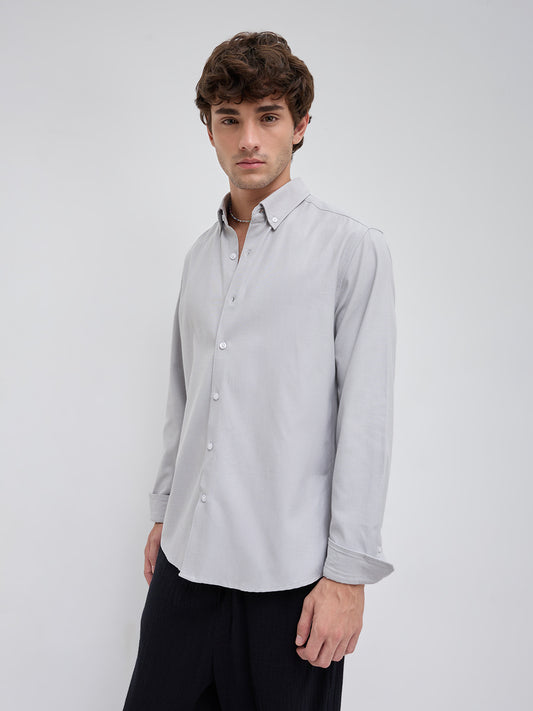 Mist Grey Oxford Clean Everyday Business Shirt