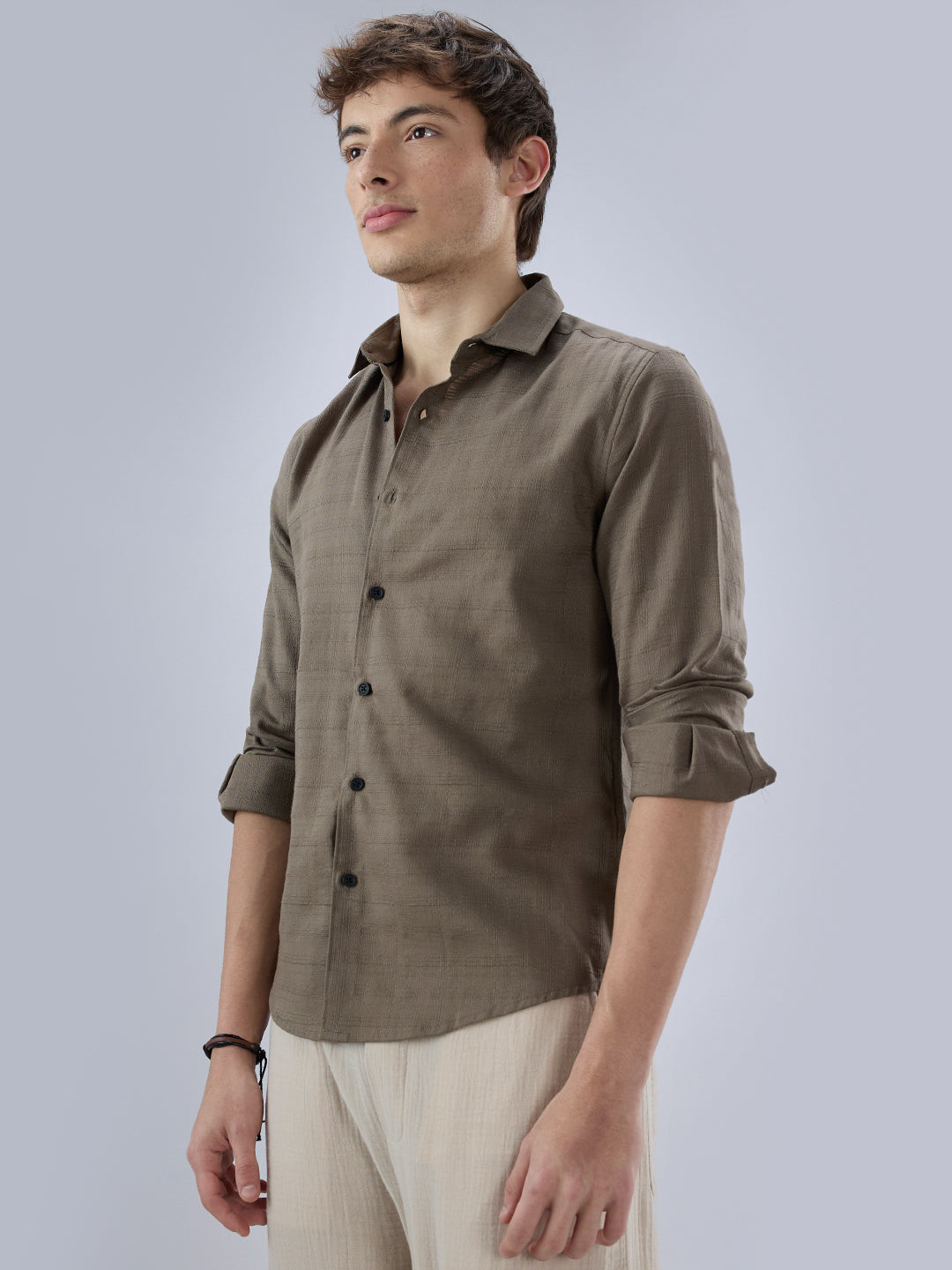 Olive Textured Weave Shirt